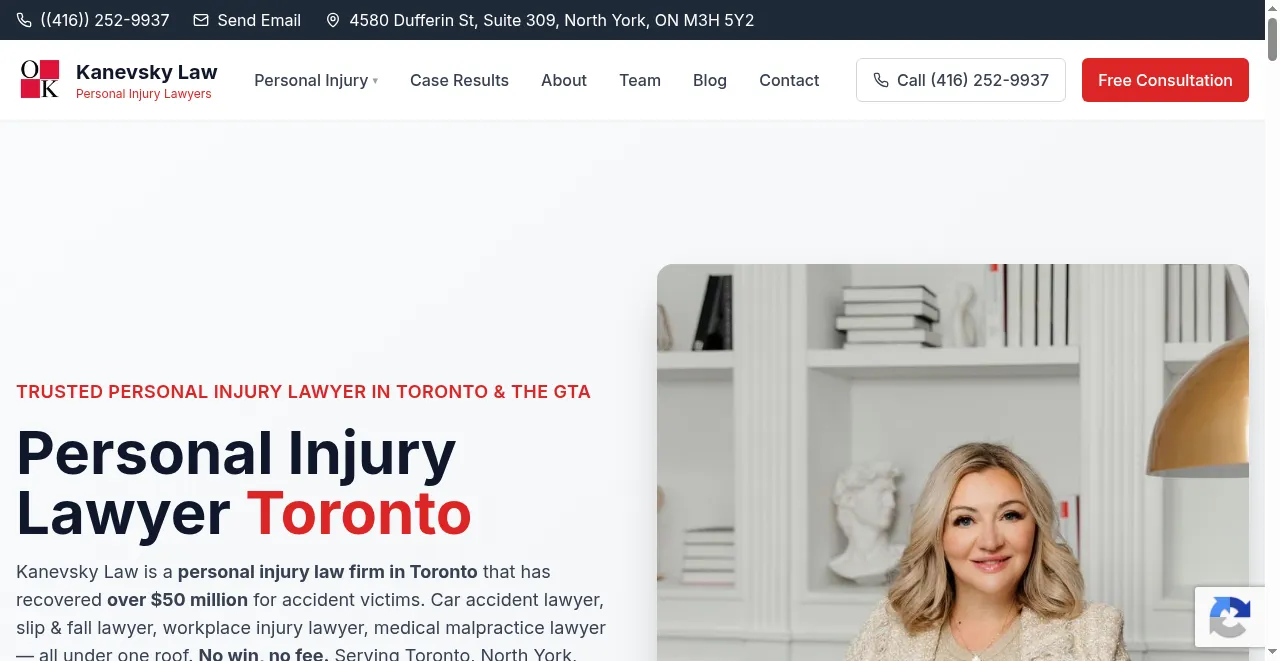 Kanevsky Law website built by Seonix AI