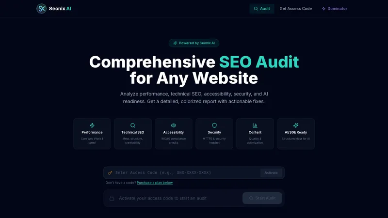 SNX Audit Pro website built by SeonixAI